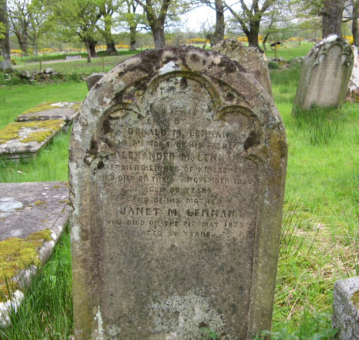 Photo of headstones/Alexander McLennan (died 1858) & wife headstone, Kinlochewe Old